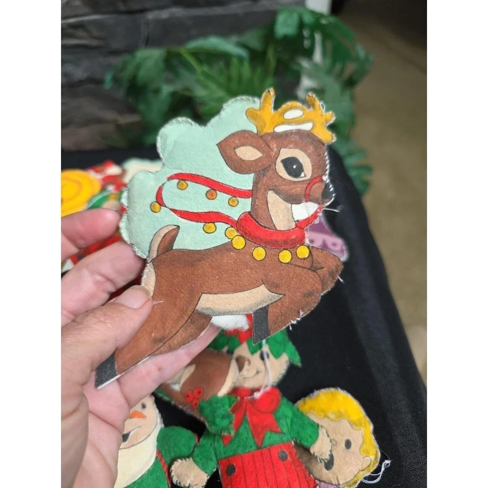 Vintage Lot of Handmade Felt Christmas Die Cuts Patches ornaments decals Craft